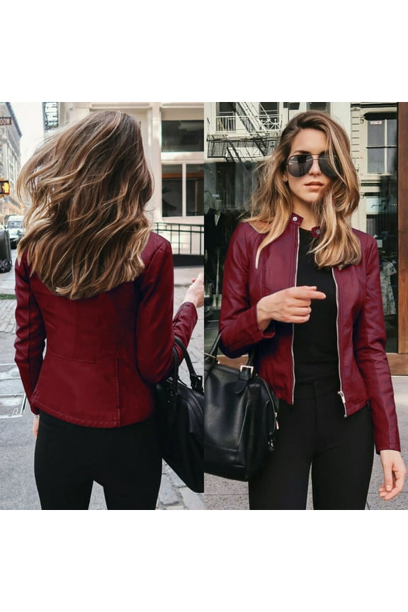 Faux Leather Jackets for Women Fashion,Fall Blazers for Women 2023 Faux Leather Jacket Bicycle Casual Long Sleeve Open Front Short Cardigan Motorcycle Coats