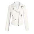 thumbnail image 1 of Faux-Leather Jackets for Women Trendy Full Zipper Up Collared Motorcycle Jacket Solid Slim Long Sleeve PU-Leather Moto Biker Outerwear Coats, 1 of 2
