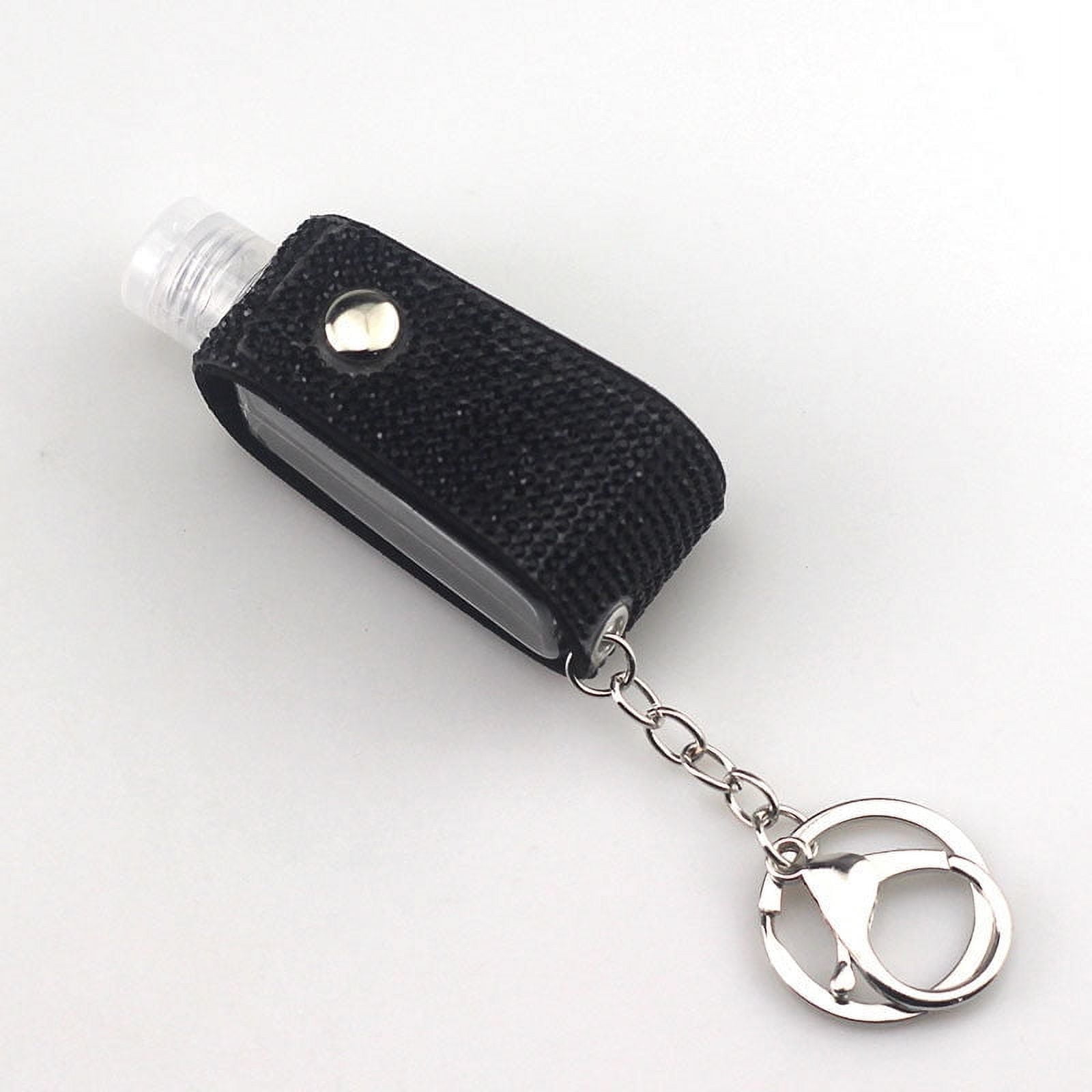 Faux Leather Keychain Diamond Pattern Creative Hot-Drilled Design Secure Key Organization Key Ring White AB Lake Blue