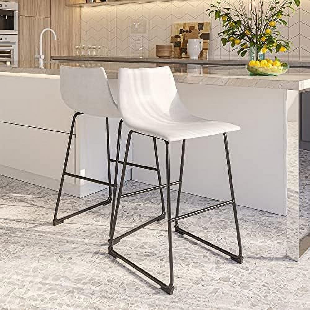 Faux Leather Kitchen Dining Chairs with Molded Mid Back Upholstered