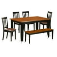 thumbnail image 1 of Faux Leather Kitchen Set with Kitchen Tables & 4 Chairs Plus Bench, Black & Cherry - 6 Piece, 1 of 1