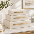 Storage For Large Metals Faux Leather Large Modern Stackable Nesting Box With Lids Organizer ...