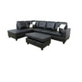 thumbnail image 1 of Faux Leather Left Facing Sectional Sofa With Ottoman, Living Room Storage Sectional Futon, Black, 1 of 4