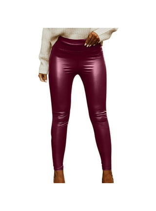 Tagoo Faux Leather Leggings for Women High Waisted Shiny Pleather
