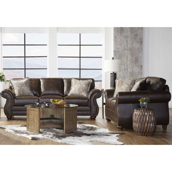 Faux Leather Main - Dramatic Rolled Arm Feature - Socializing - Attractive Furniture