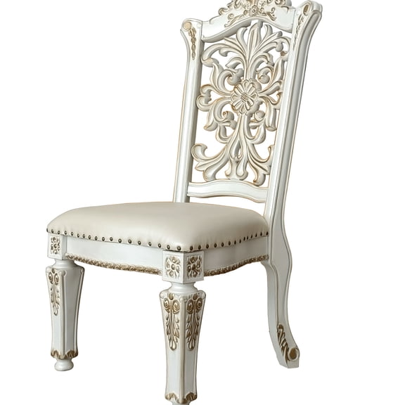 Faux Leather Main Material - Cut - out Floral Back - Dining Area - Comfortable Side Chair Pair