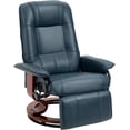 thumbnail image 1 of Faux Leather Manual Recliner, Adjustable Swivel Lounge Chair with Footrest, Armrest and Wrapped Wood Base for Living Room, Blue, 1 of 18
