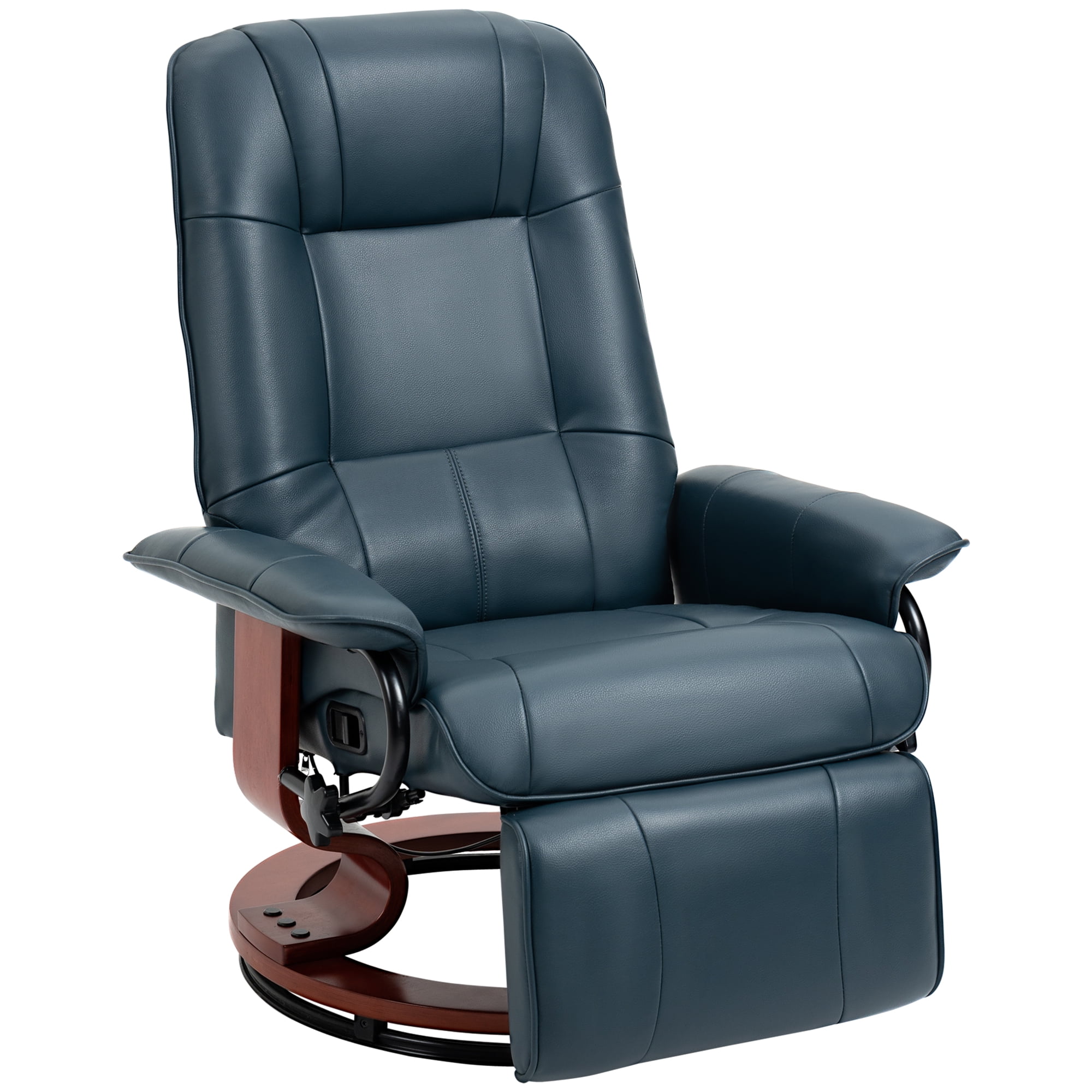 Faux Leather Manual Recliner with Swivel Wood Base