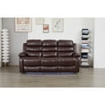 thumbnail image 1 of Faux Leather Manual Reclining Sofa with LED Lights With Drop Down Table, 1 of 5