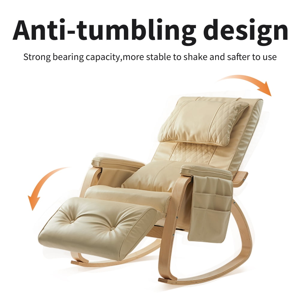 Faux Leather Massage Rocking Chair with Pillow Recliner Chair with Vibration Massage and Heating Function Glider Rocker with Adjustable Footrest and Side Pockets Electric Massage Chair for Living Room...
