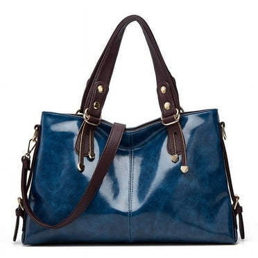 Faux Leather Messenger Bag, 15 Inch Briefcase Handbag for Women, Classic Shoulder Bag with Adjustable Strap