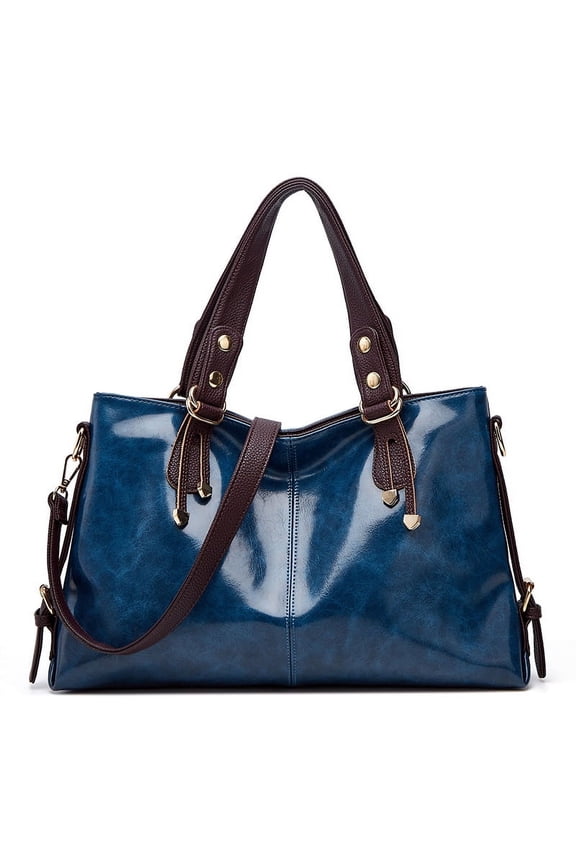 Faux Leather Messenger Bag, 15 Inch Briefcase Handbag for Women, Classic Shoulder Bag with Adjustable Strap