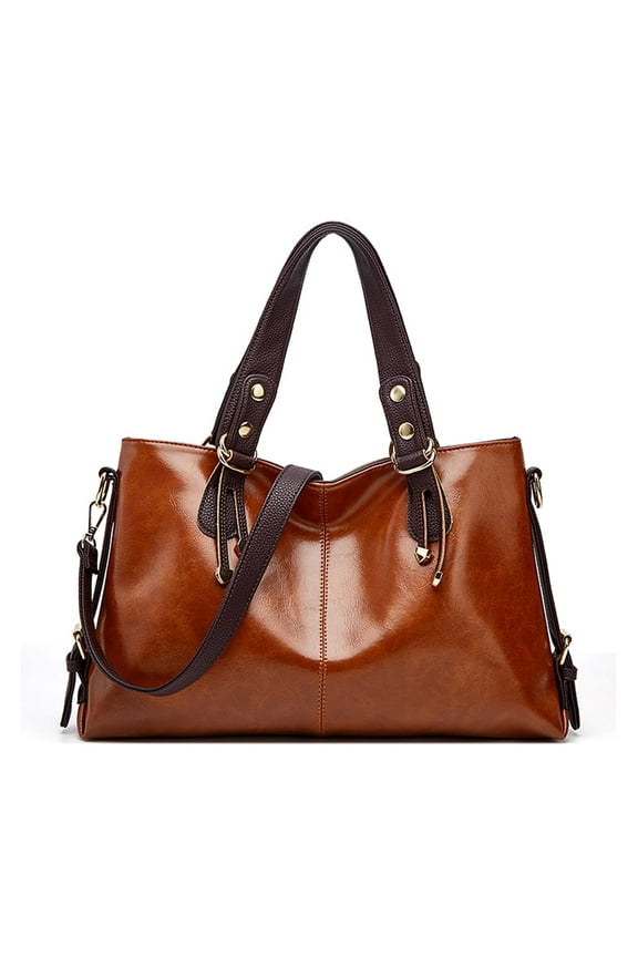 Faux Leather Messenger Bag, 15 Inch Briefcase Handbag for Women, Classic Shoulder Bag with Adjustable Strap