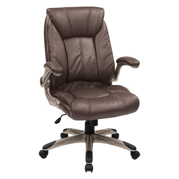 Faux Leather Mid Back Managers Office Chair in Cocoa Brown