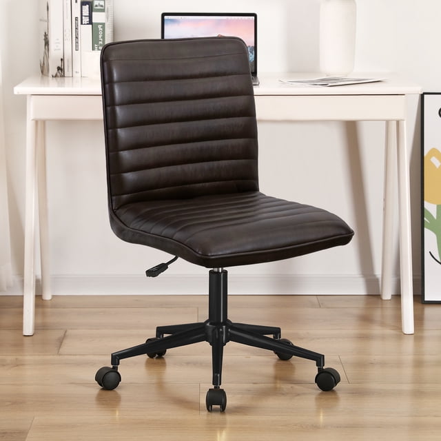 Faux Leather Mid-Back Office Desk Task Chair Swivel Adjustable Computer ...