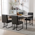 thumbnail image 1 of Faux Leather Mid Century Modern Dining Chair Set of 4, Upholstered Padded Dining Chairs Armless Accent Chair with Black Metal Frame for Dining Room/Living Room/Kitchen/Office, Dark Grey, 1 of 8