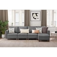 thumbnail image 1 of Faux Leather Modular Sectional Couches for Living Room, Modular Convertible L-Shaped 5 Seat Sectional Sofa with Storage & Ottoman, 118 inch Width, Grey, 1 of 9