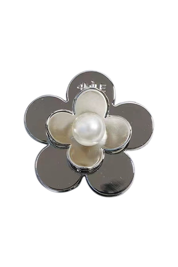 Faux Leather Necktie with Metal Buckle Faux Pearl Flower Design Japanese Punk Style Adjustable Neck Tie Women Shirt Accessories