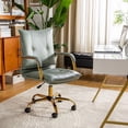 thumbnail image 1 of Tina's Home Faux Leather Office Chair Adjustable Swivel Desk Chair with Golden Legs and Arms Upholstered, Sage, 1 of 10