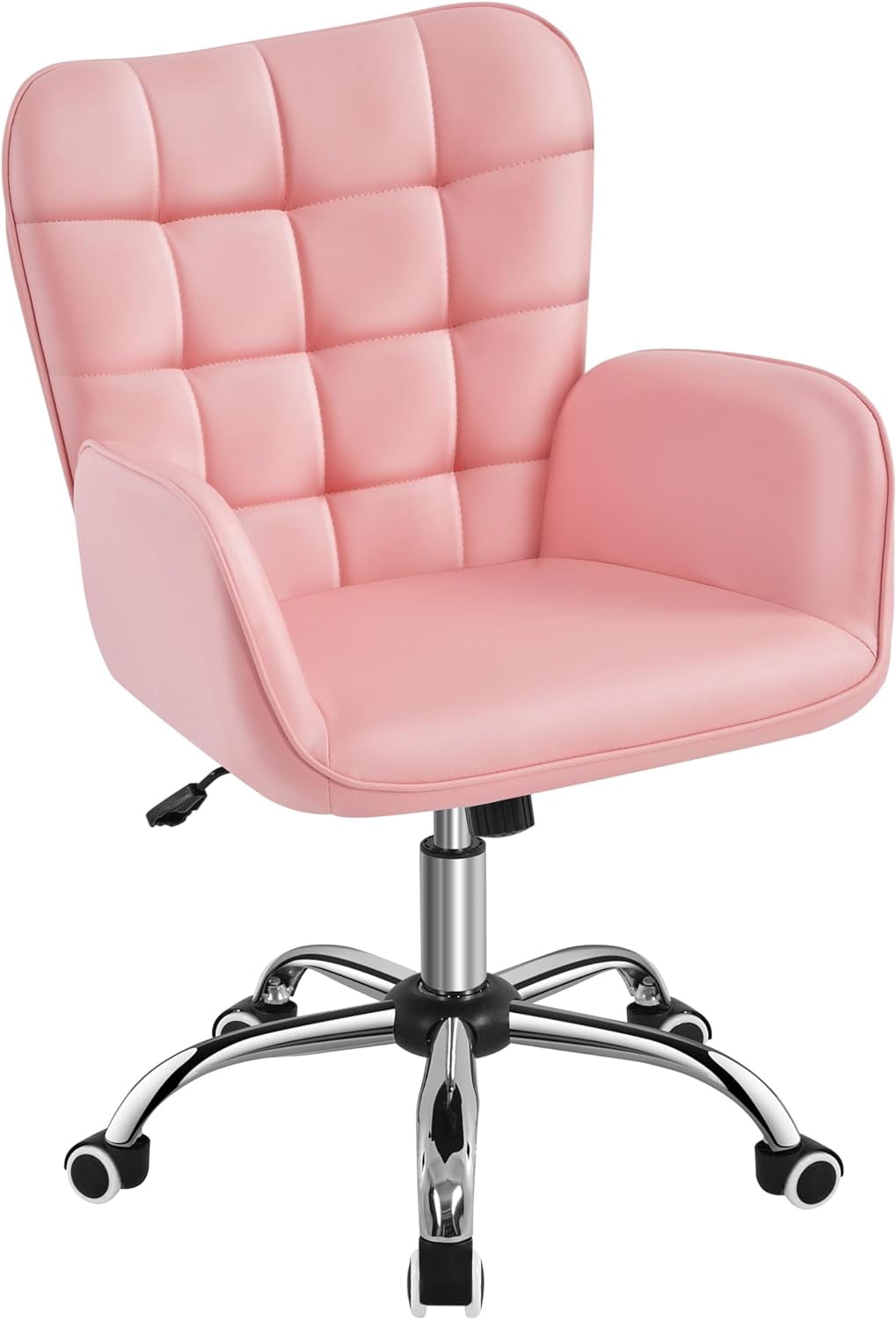 Faux Leather Office Chair Modern Vanity Chair Ergonomic Adjustable ...