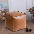thumbnail image 1 of Faux Leather Ottoman Pouf Cover | Moroccan Unstuffed Footstool Seat Cushion | Waterproof Durable Material | Storage Solution | Floor Footrest | 15.7in | 1 Pack, 1 of 7