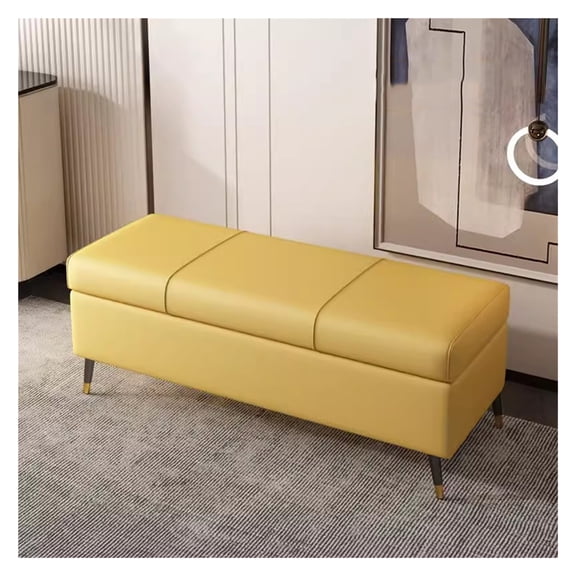 Faux Leather Ottoman with Storage,Rectangular Extra Long Storage Bench for Bedroom and Living Room,Modern Ottoman End of Bed Bench with Hinged Lid