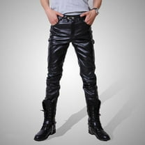 Faux Leather Pants Mens Vintage Hip Hop Pants Fashion Casual Stretch Biker Long Steampunk Trousers