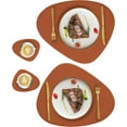 thumbnail image 1 of Faux Leather Placemats and Coasters Set of 2, Round Leather for Dinner Table Mats Heat Resistant Non-Slip Washable Insulation Coffee Mats Kitchen Place Mats Nordic Style, 1 of 9