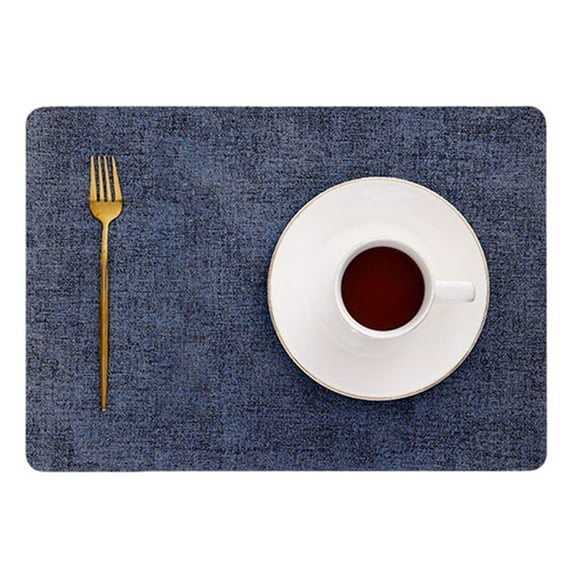 Faux Leather Placemats Dining Table Place Mats Reversible Heat Insulation Table Mat Washable Oil-proof Wipeable Dining Place Mats Easy Clean Home Cup Table Placemat Indoor Party Kitchen Pads Dark Blue