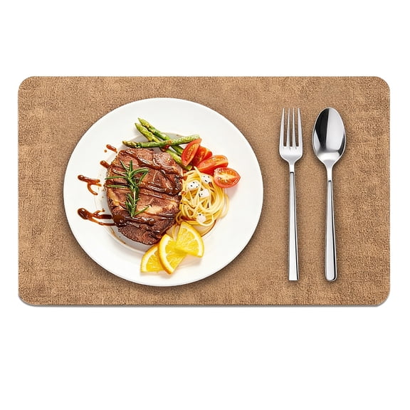 Faux Leather Placemats Set of 12 Waterproof Heat Resistant Dining Table Mats, Modern Easy Clean Rounded Corner Protector for Kitchen Dining Room Parties Brown or White