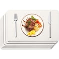 thumbnail image 1 of Faux Leather Placemats Set of 6 - Waterproof - Wipe Clean - Heat Resistant - Anti Slip Dining Table Place Mats, Suitable for Indoor & Outdoor Use, 17‘‘x12‘‘, Ivory White, 1 of 6