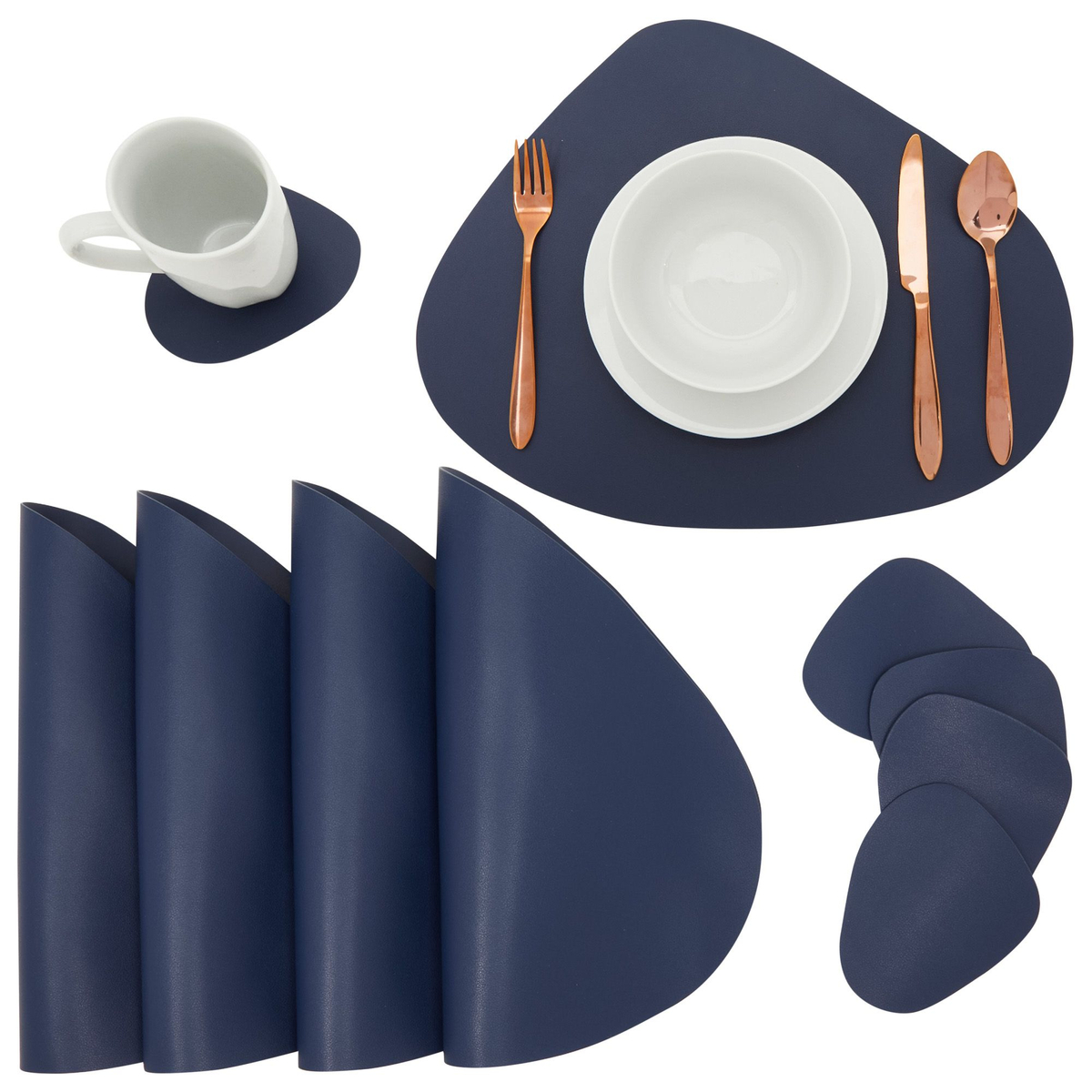 Homewear Coastal Stamped Icon, 4 Piece Placemat Set, Natural