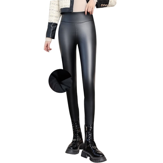 Faux Leather Plus Size Leggings for Women Elastic High Waisted Leather Trousers Stretch Pleather Slim Fitting Yoga Pants,Silver,3XL