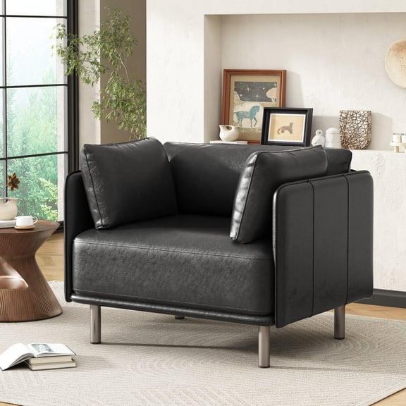 Faux Leather Practicality / Living Room Lounging / Elevated Design Aesthetic