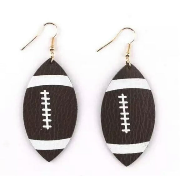 Faux Leather Print Football Drop Earrings Women American Football Sports Jewelry