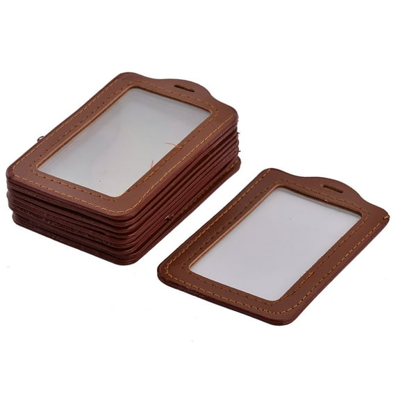 Faux Leather Rectangle Shaped Vertical ID Badge Card Holder 10pcs