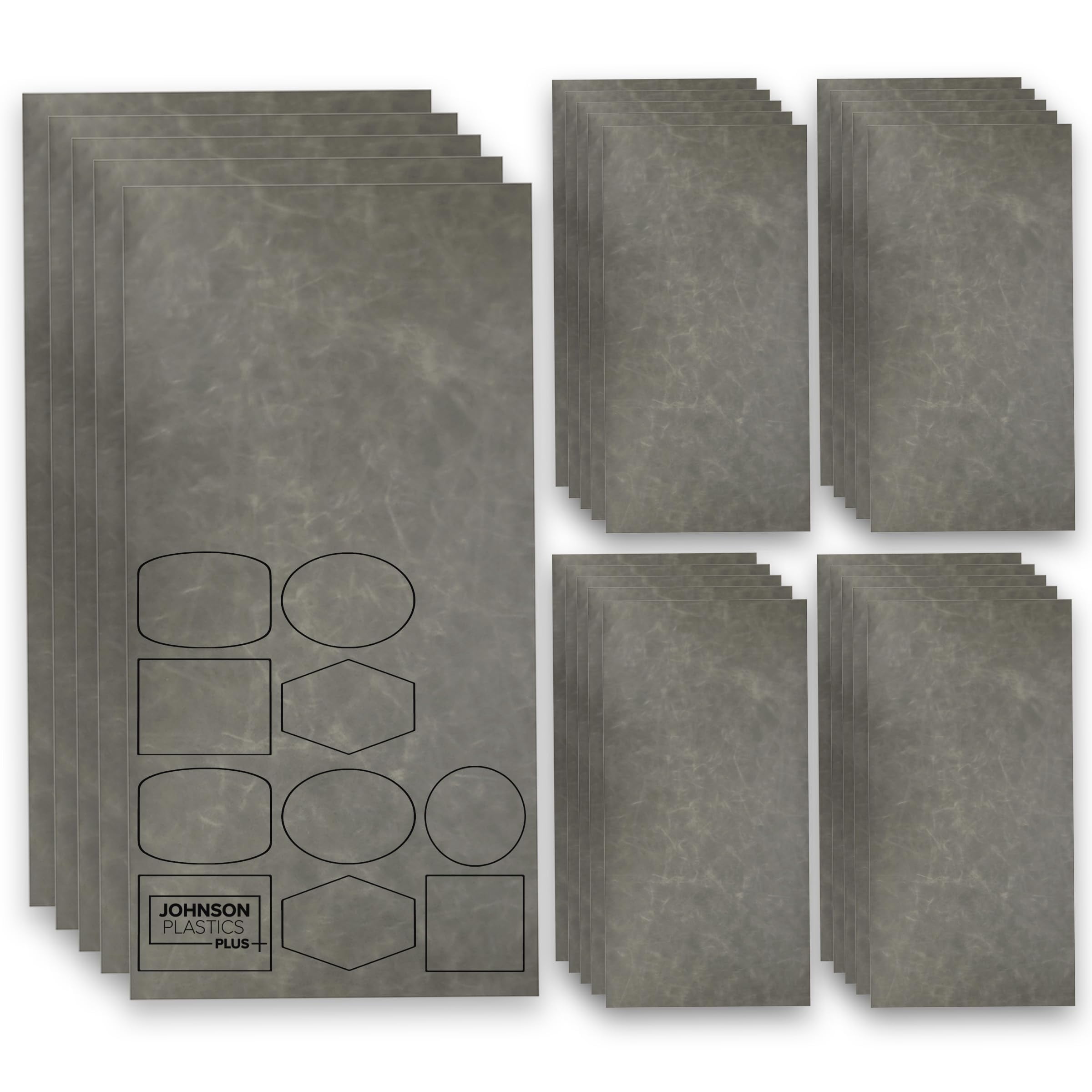 Faux Leather Sheet for Laser Engraving Crafts - Saddle Deluxe Colored Faux Leather-Like Material - Professional Leatherette Sheets for CO2 & Diode Lasers, UV-LED, HTV 12"x24"- 25 Pack, Light Grey