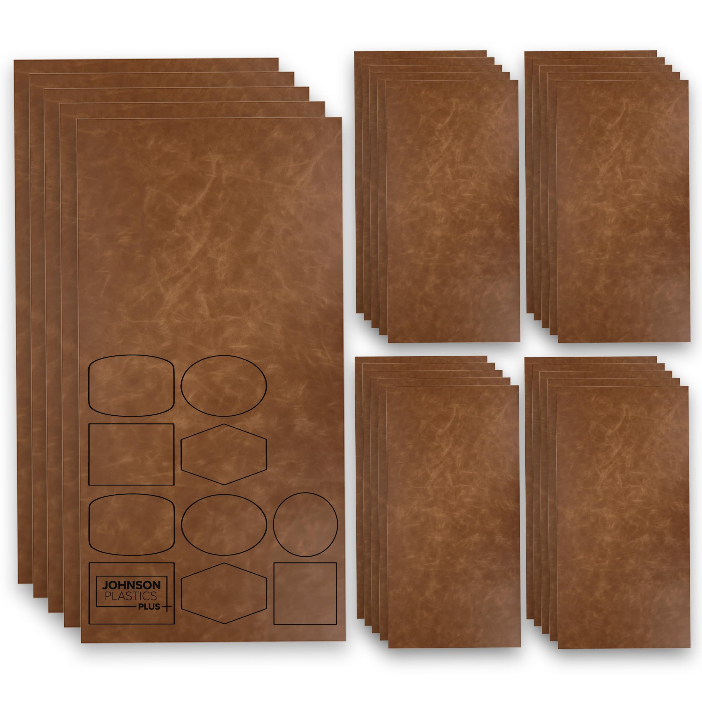 Faux Leather Sheet for Laser Engraving Crafts - Saddle Deluxe Colored Faux Leather-Like Material - Professional Leatherette Sheets for CO2 & Diode Lasers, UV-LED, HTV 12"x24"- 25 Pack, Coffee