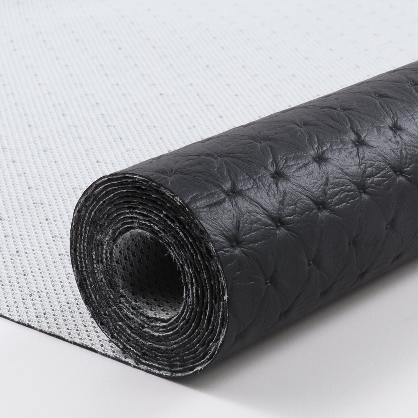 Faux Leather Sheet Vinyl Marine Upholstery Diamond Embossed Synthetic Leather Fabric Black