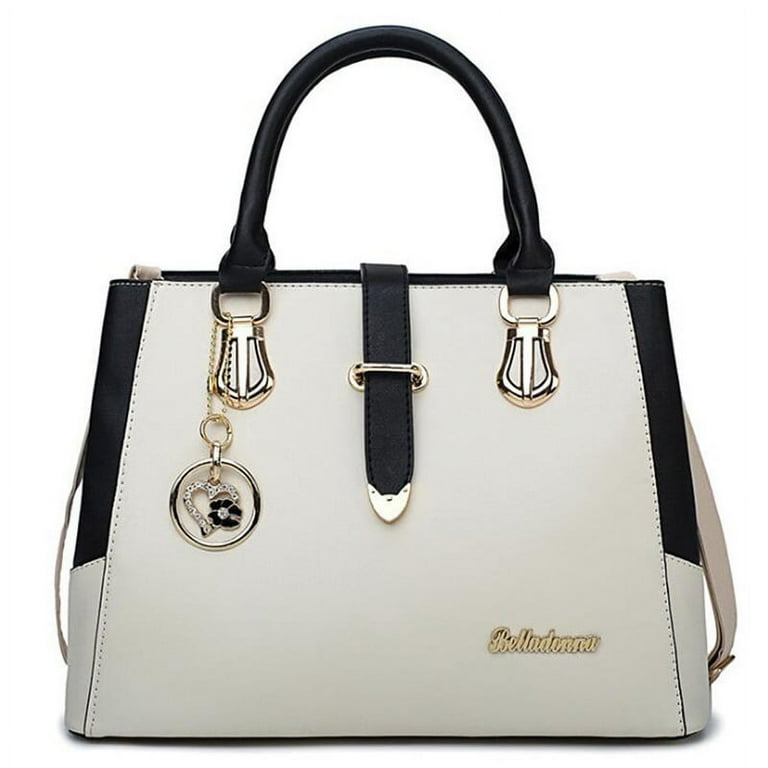 Faux Leather Shoulder Bag Women s Fashion Letter Detail Handbag Double Handle Purse Walmart
