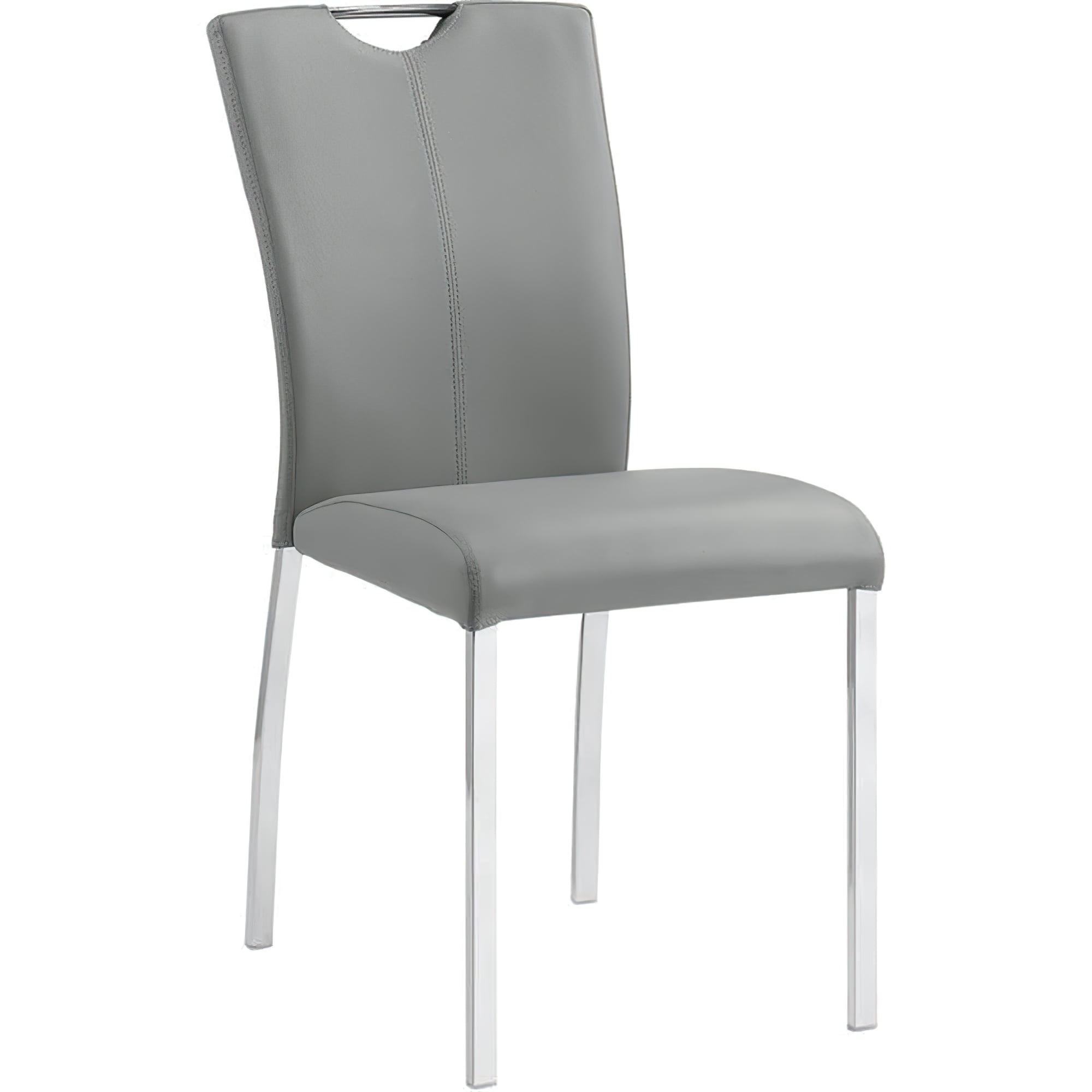 Gray Faux Leather Upholstered Side Chair with Chrome Metal Legs