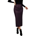 thumbnail image 1 of Faux Leather Skirt for Womens Women Ruched PU Bodycon Long Skirt Slit Back Cocktail Pencil Skirts, 1 of 5