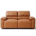 thumbnail image 1 of Faux Leather Sofa Couch, Luxury Mid-Century 68" 2-Seater Armchair Couch with Comfort Cushion for Living Room, Easy to Assembly, Elegant Cognac Tan, 1 of 6