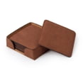 thumbnail image 1 of JPPlus 4" Square Coaster Engraving Blanks with Holder. Saddle Collection Set of Six. Classic Faux Leather Design Perfect for Office Desk, Conference Room, or Home Décor (1, Chestnut), 1 of 4
