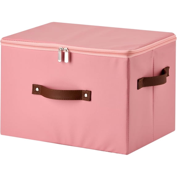 Stackable Cube Shelf Faux Leather Storage Bins with Zipper Lid Decorative Lidded Boxes ...