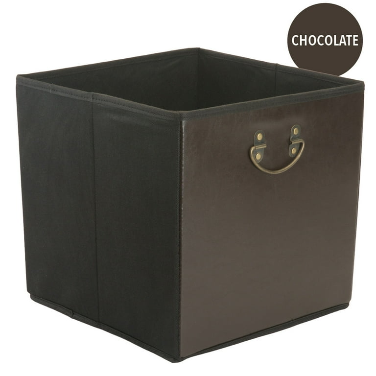 Faux Leather Storage Cube W/ Metal Handle 13X13X13 - Walmart.com
