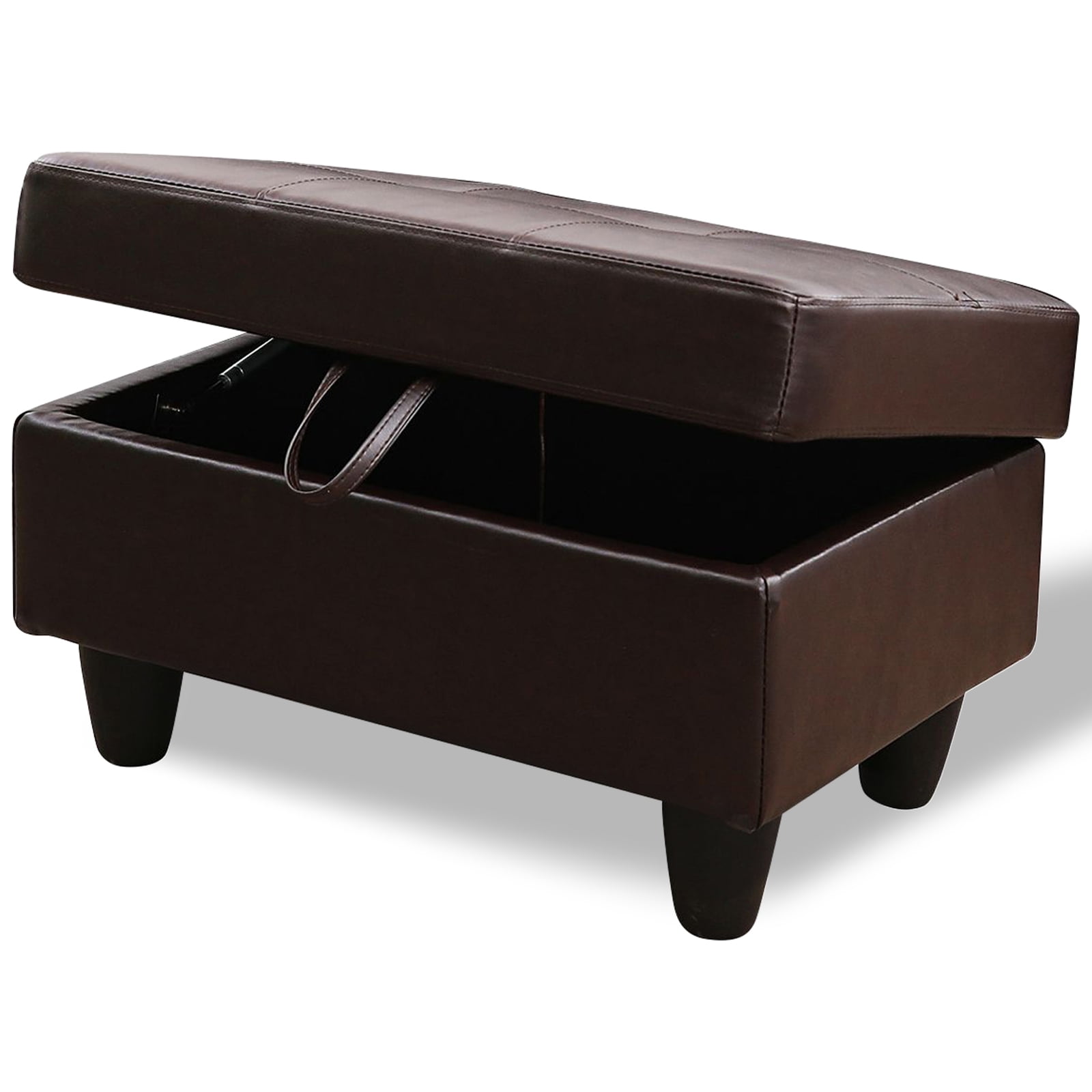 Faux Leather Storage Ottoman Bench, Storage Chest, Foot Rest Stool
