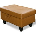 thumbnail image 1 of Faux Leather Storage Ottoman Bench, Storage Chest, Foot Rest Stool, Brown, 1 of 8