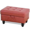 thumbnail image 1 of Faux Leather Storage Ottoman Bench, Storage Chest, Foot Rest Stool, Red, 1 of 6