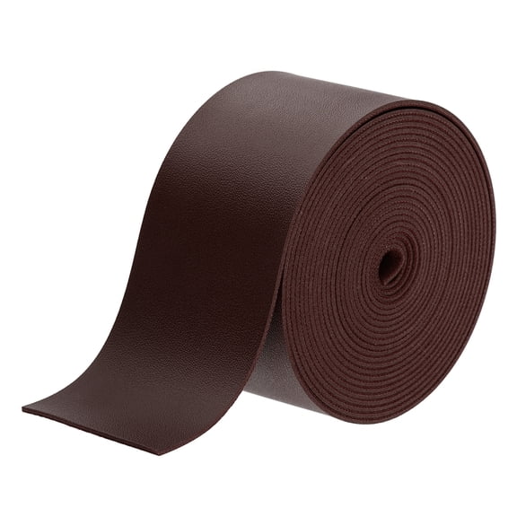 Faux Leather Straps, 2 Inch Wide 137.8 Inch Long PU Leather Strips Flat Cord for Clothing Bag Belt Making DIY Craft Projects (2mm Thick, Dark Brown)